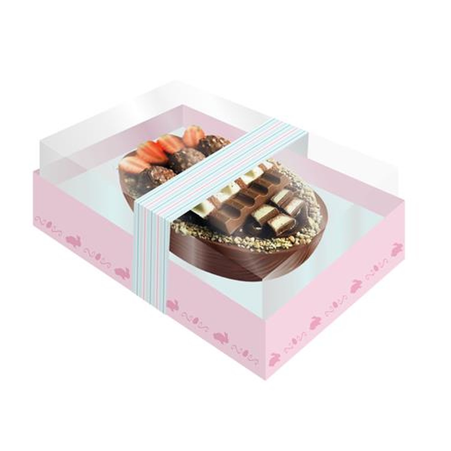Caixa Ovo Tampa Transparente M Candy Rosa