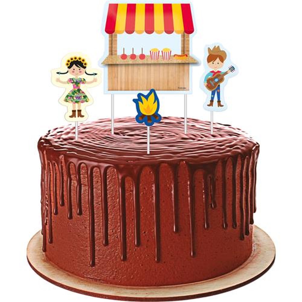 Topper Para Bolo Barraquinha Festa Junina Divertida
