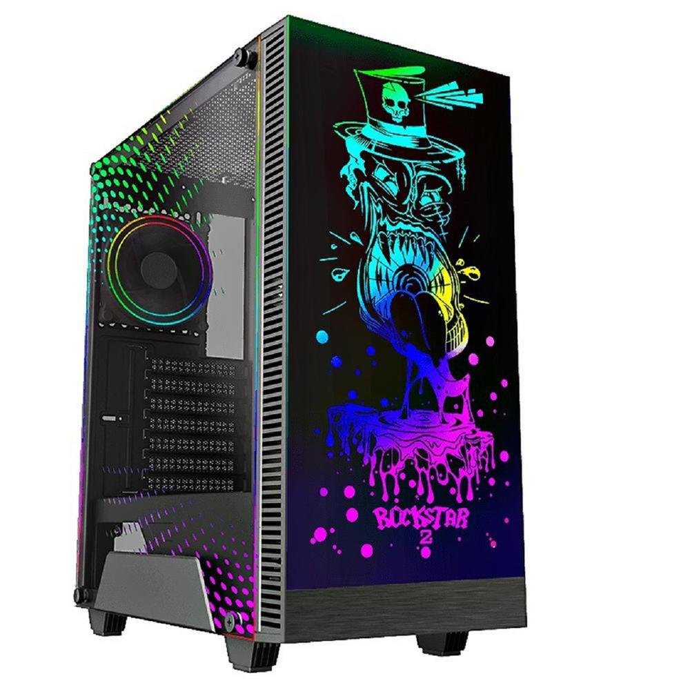 Gabinete Gamer Gamemax Rockstar 2, Argb, Mid Tower, Vidro Temperado, Sem Fonte, Com 1 Fan, Preto