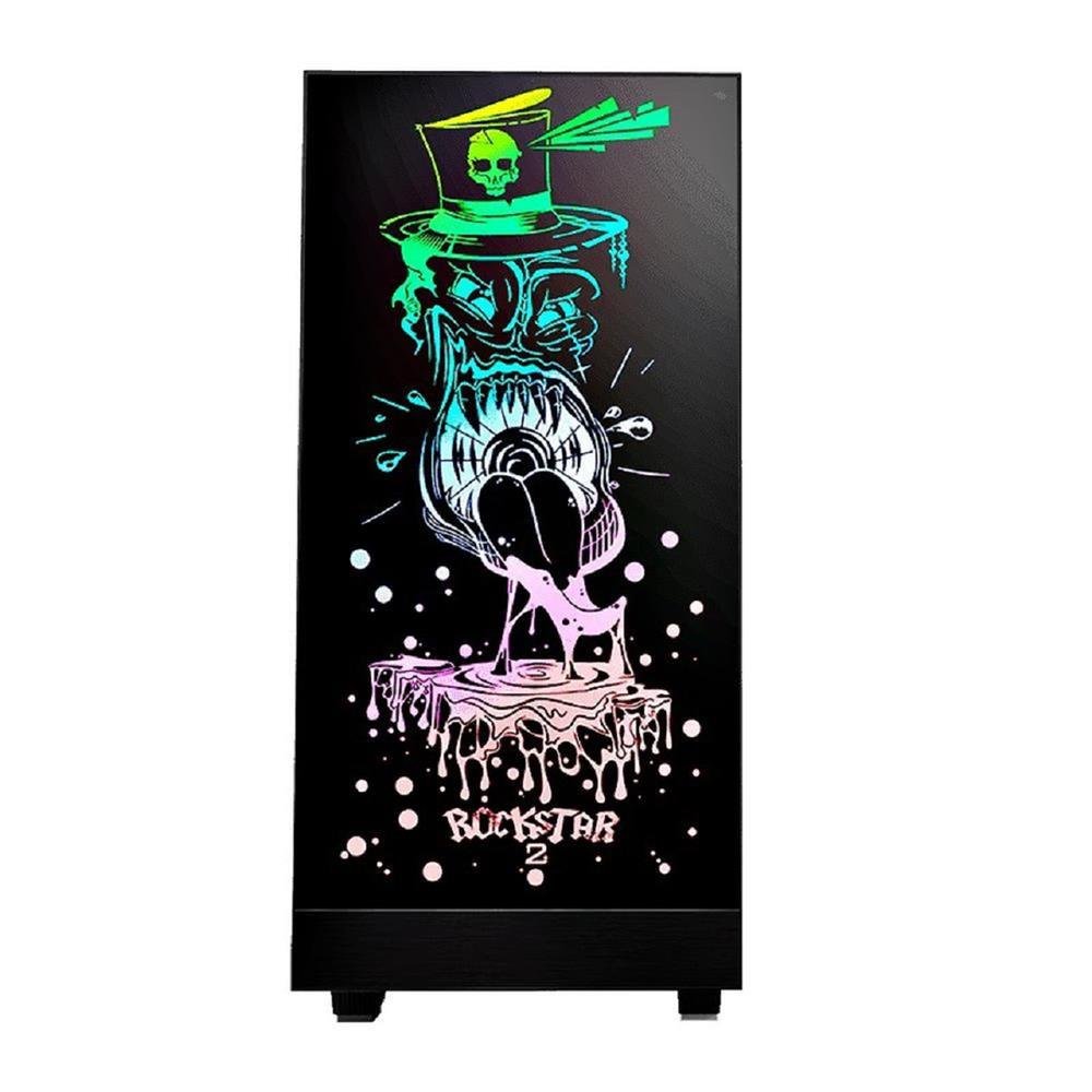 Gabinete Gamer Gamemax Rockstar 2, Argb, Mid Tower, Vidro Temperado, Sem Fonte, Com 1 Fan, Preto
