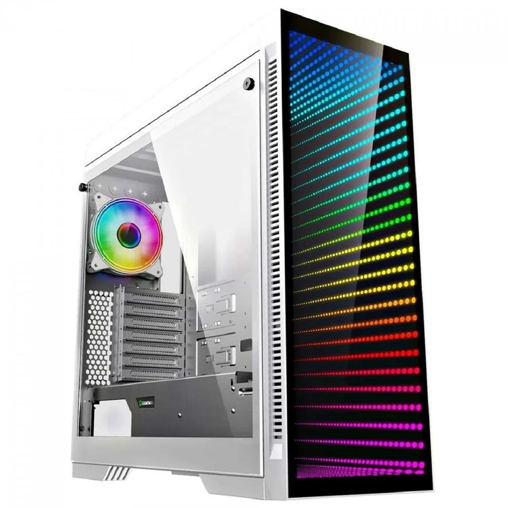 Gabinete Gamer Gamemax Infinit M908-Tr, Argb, Mid Tower, Vidro Temperado, Sem Fonte, Com 1 Fan, Rgb, Branco