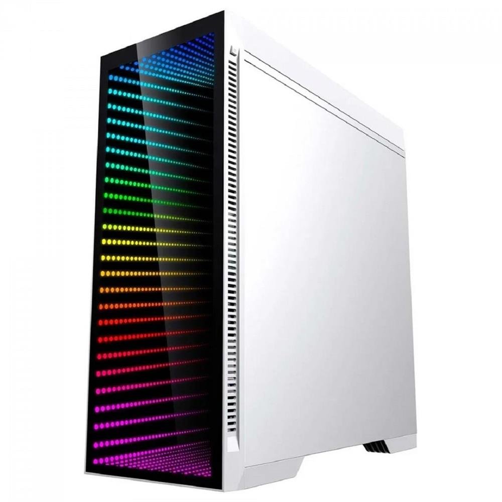 Gabinete Gamer Gamemax Infinit M908-TR, ARGB, Mid Tower, Vidro Temperado, Sem Fonte, Com 1 Fan, RGB, Branco