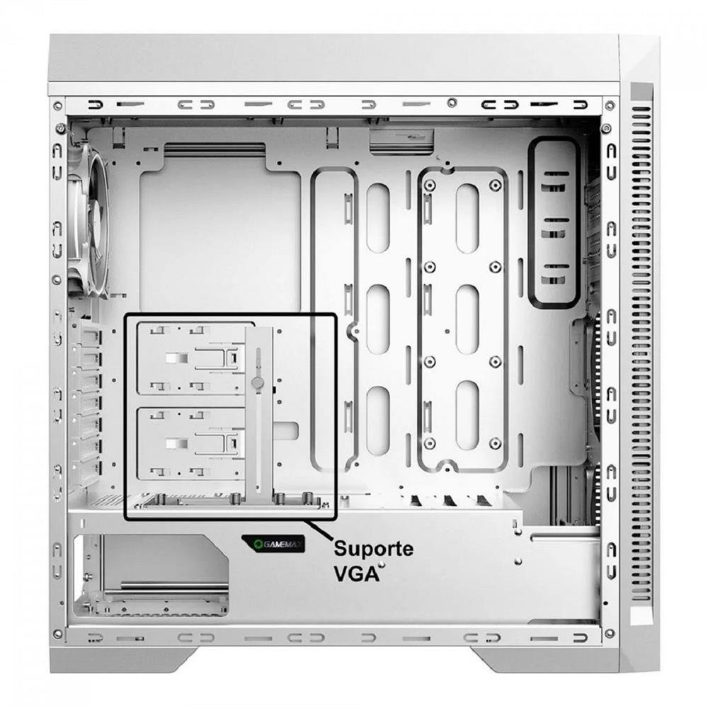 Gabinete Gamer Gamemax Infinit M908-TR, ARGB, Mid Tower, Vidro Temperado, Sem Fonte, Com 1 Fan, RGB, Branco