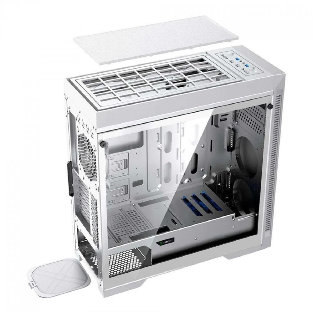 Gabinete Gamer Gamemax Infinit M908-TR, ARGB, Mid Tower, Vidro Temperado, Sem Fonte, Com 1 Fan, RGB, Branco