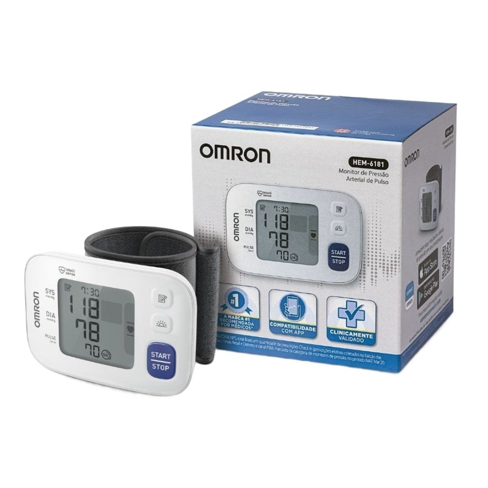 Monitor de Pressão Arterial Omron HEM-6181 - Digital de Pulso