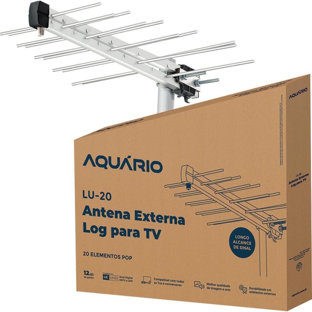 Antena Externa Log Para TV Aquário LU-20 Un.Venda: PC/1