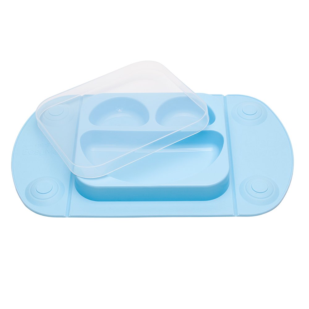 Prato de Silicone Portátil para Bebê Azul com Ventosas Fixadoras Mimo Style
