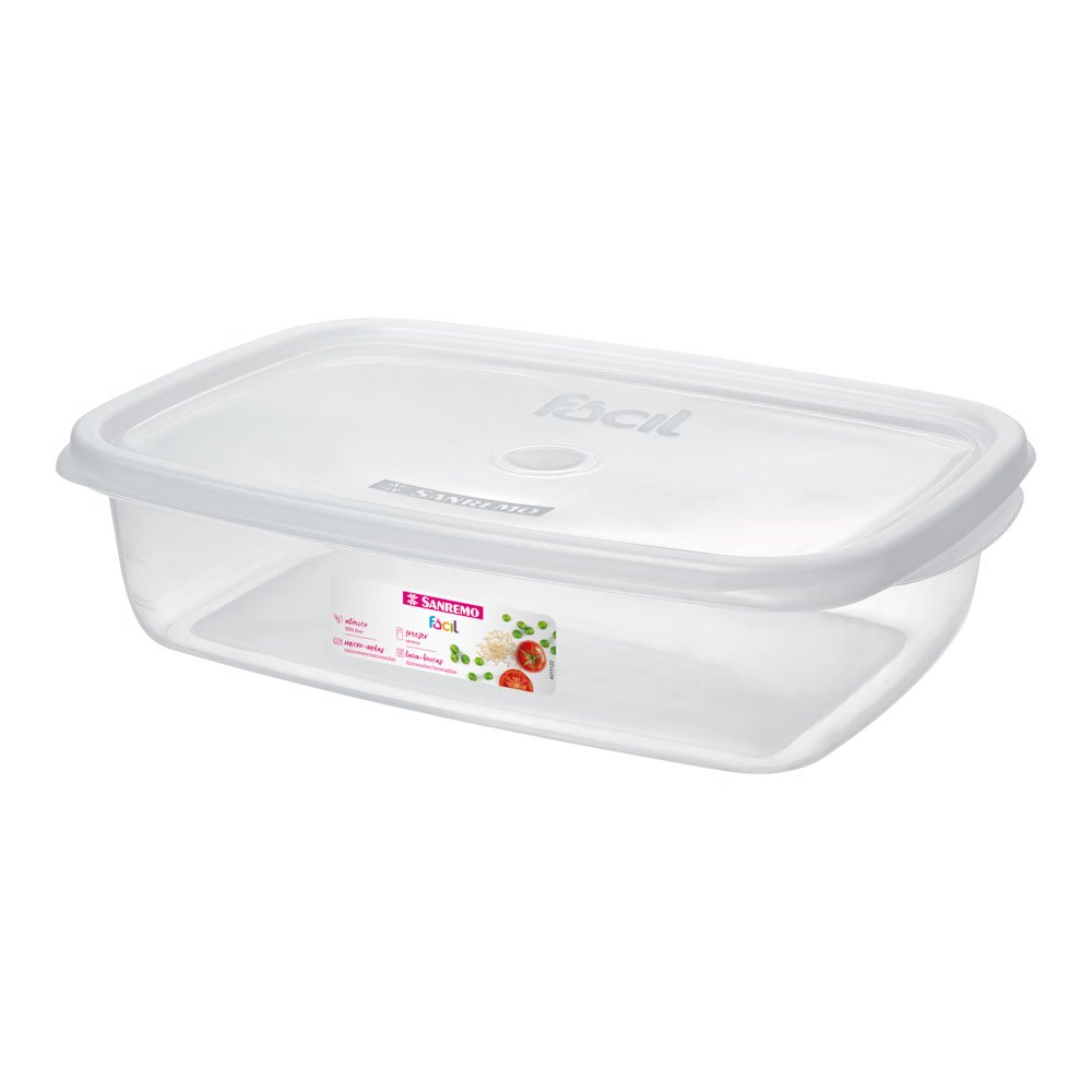 Pote Retangular Plastico Sanremo 1,8L Transparente