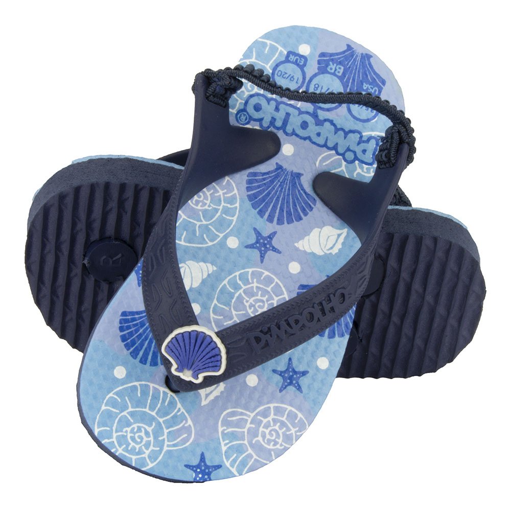 Kit Sandalia Praiana Baby 17-23 Azul Conchas Feminina Pimpolho Com 12 Pares - Numeração 17 A 23