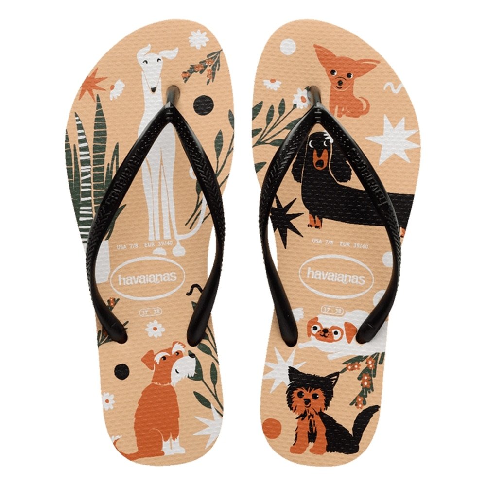 Havaianas Slim Pets Dourado/Preto 37/8