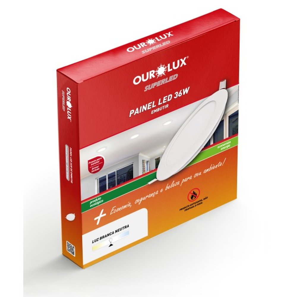 Plafon Led Embutir 36W Bivolt 4000K Redondo Ourolux