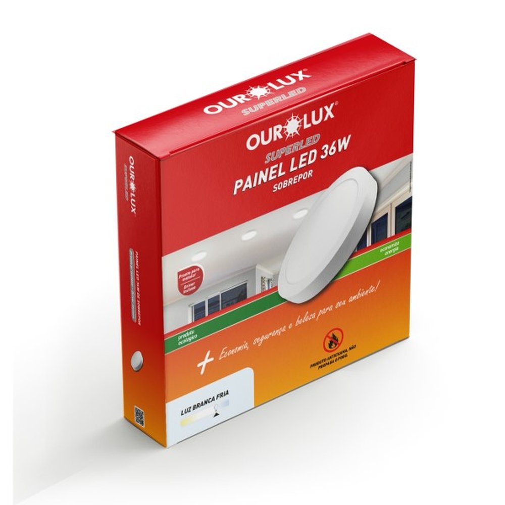Plafon Led Sobrepor 36W Bivolt 6500K Redondo Ourolux