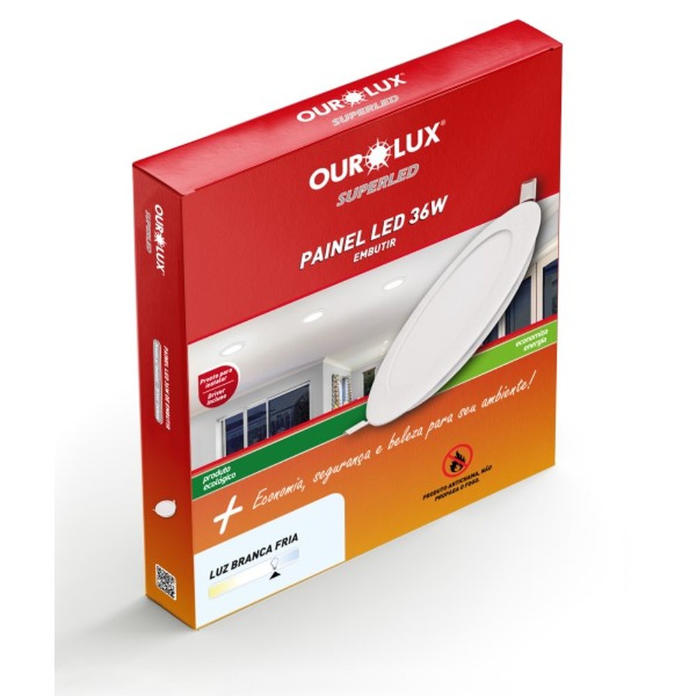 Plafon Led Embutir 36W Bivolt 6500K Redondo Ourolux