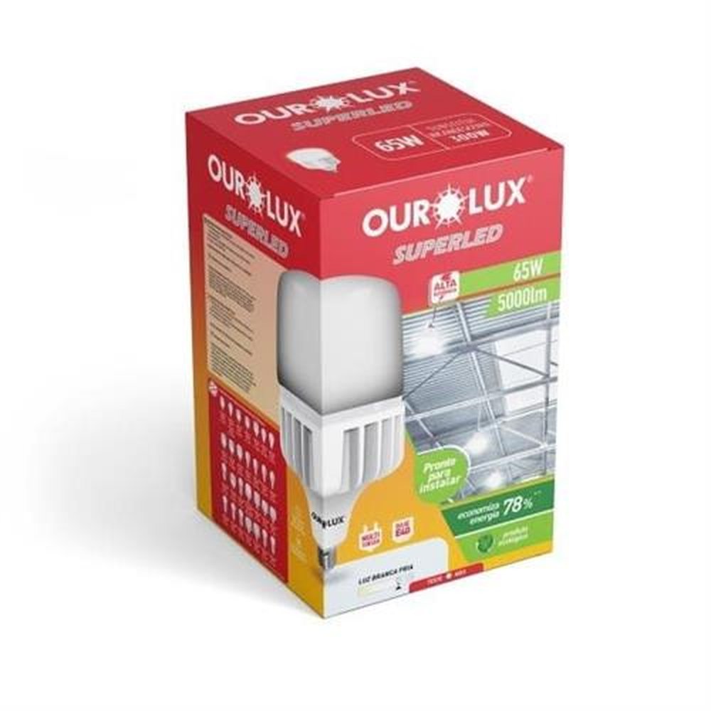 Lampada Superled Alta Potencia T 65W Bivolt 6500K E40 Caixa Ourolux