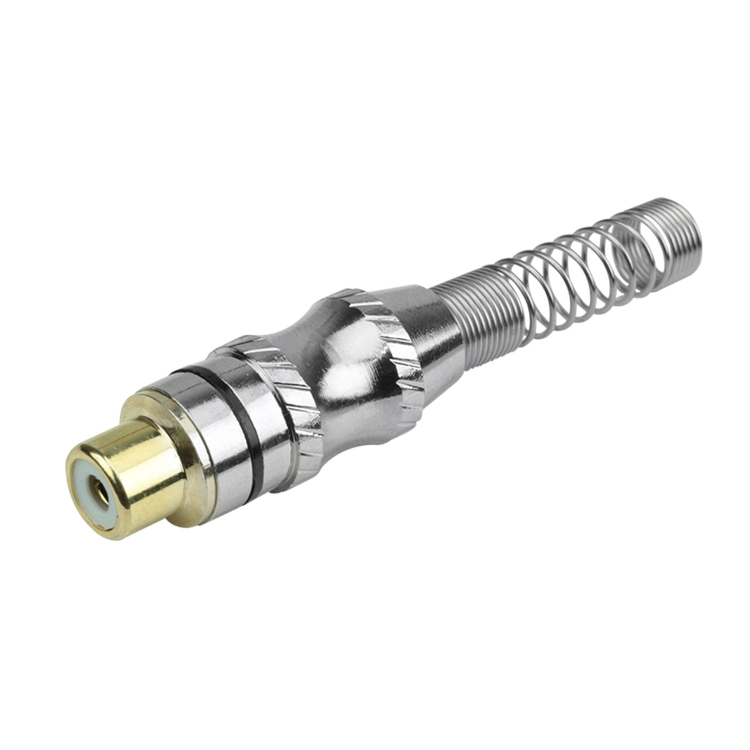 Jack RCA Profissional - Níquel Com Mola - Preto - Fêmea