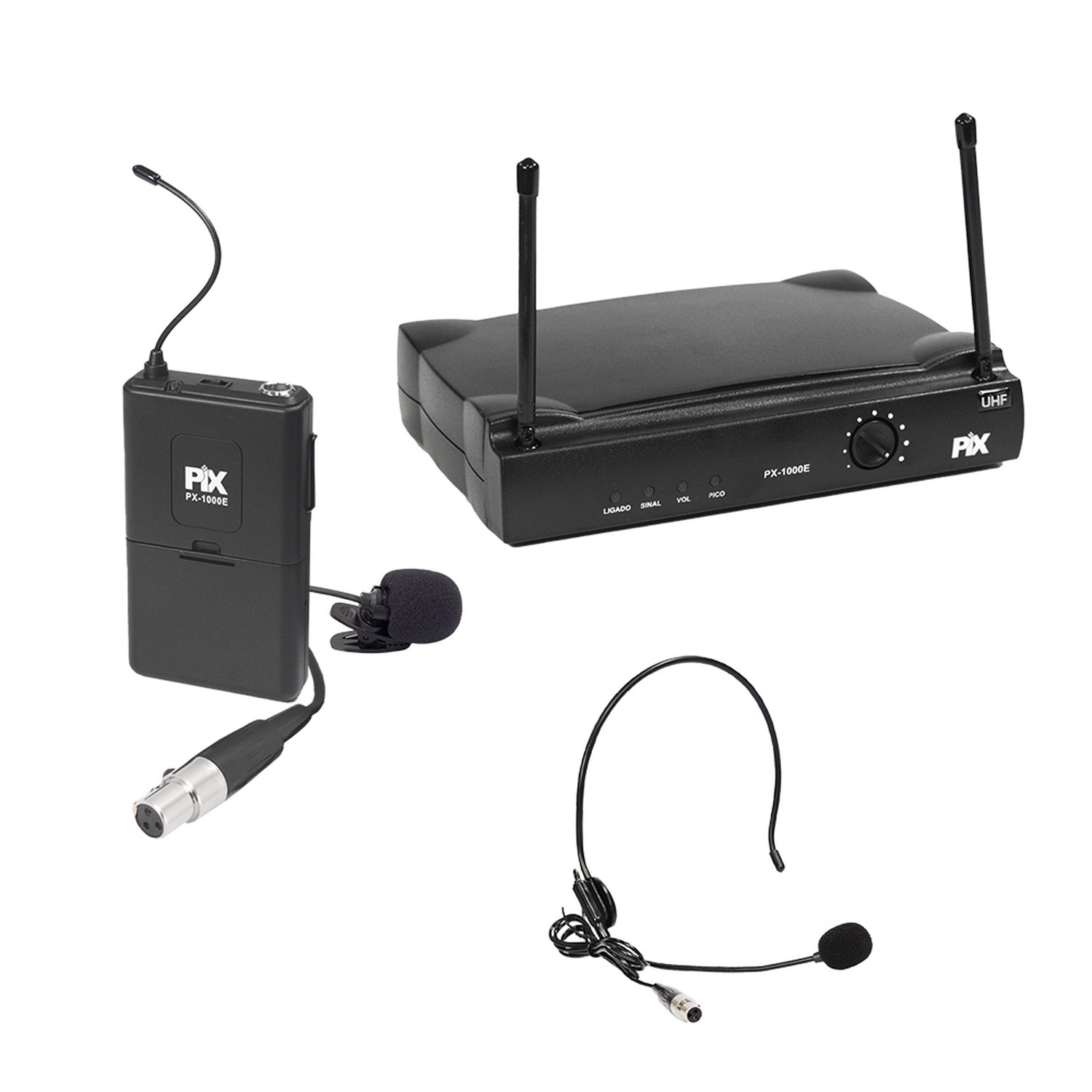 Microfone Sem Fio Com Receptor E 1 Microfone De Headset Lapela 595,10 MHz
