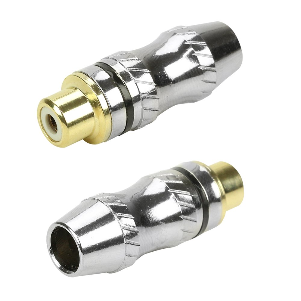 Jack RCA Profissional - Níquel Ponta Gold Fêmea - Preto