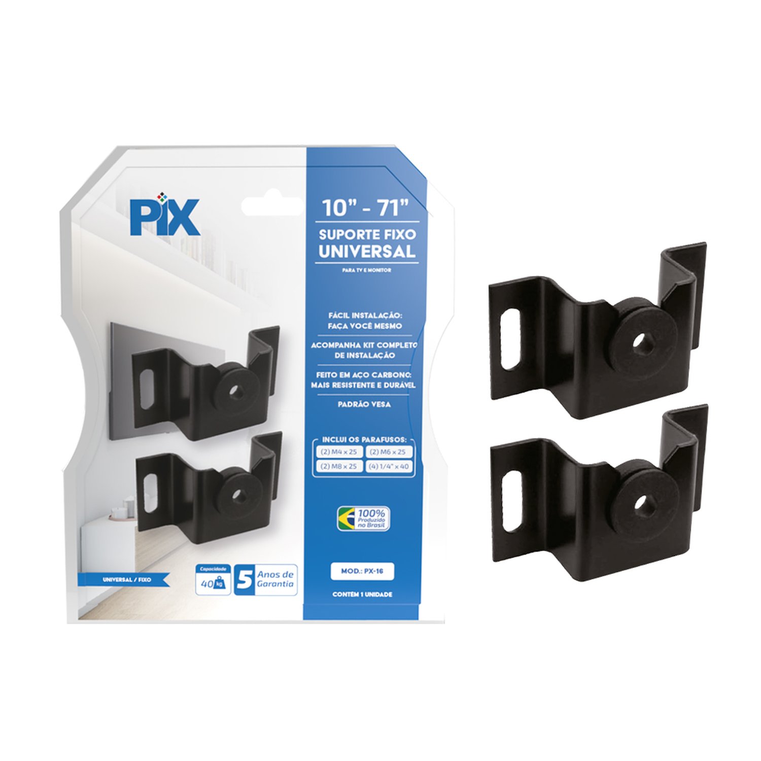 Suporte TV Fixo Universal 10"a 71" - Blister - Marca PIX
