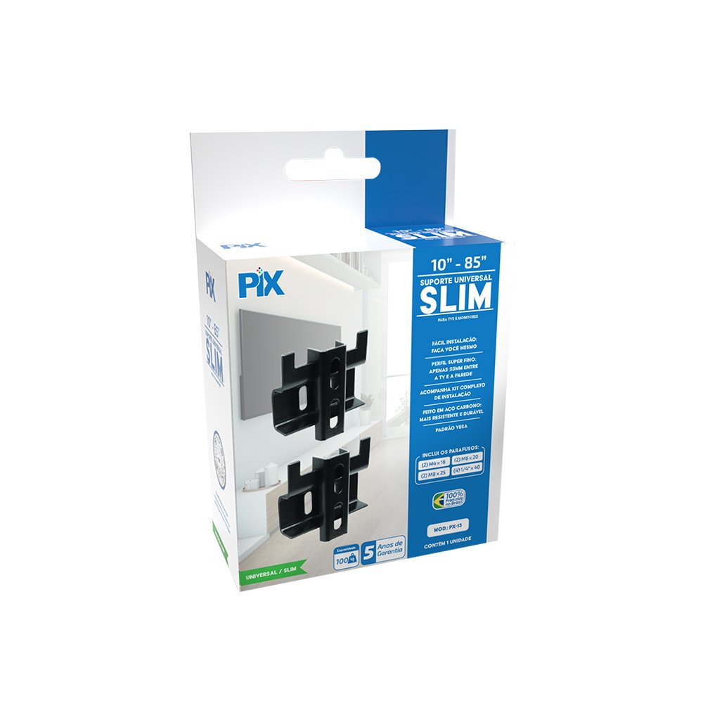 Suporte TV Fixo Universal 10"a 85" ( Slim ) - Caixa - Marca PIX