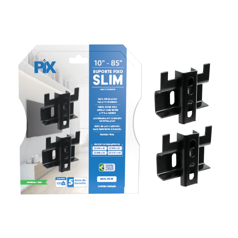 Suporte TV Fixo Universal 10"a 85" ( Slim ) - Blister - Marca PIX