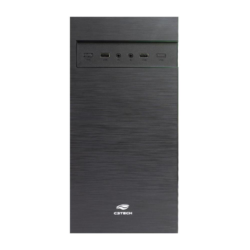 Gabinete C3tech Mt-32Bk, Mid Tower, Com Fonte 200W, Sem Fan, Preto