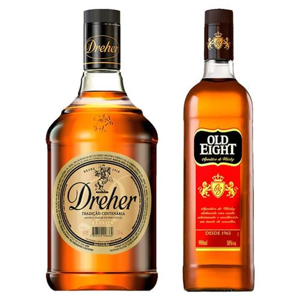 Kit com 60 Conhaque Dreher 900ml + 12 Aperitivo Old Eight 900ml