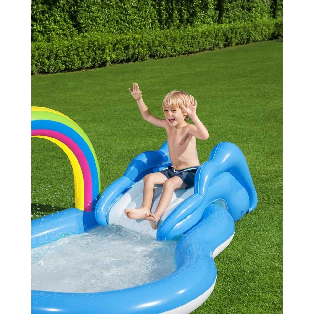 Play Center Arco-Íris Inflável c/ Escorregador 2,57m x 1,45m x 91cm Bestway 53092