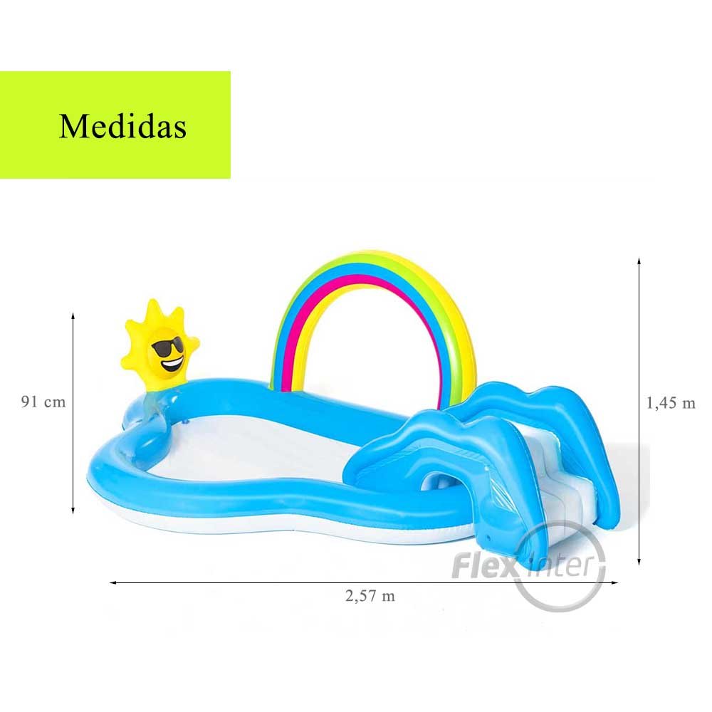 Play Center Arco-Íris Inflável c/ Escorregador 2,57m x 1,45m x 91cm Bestway 53092