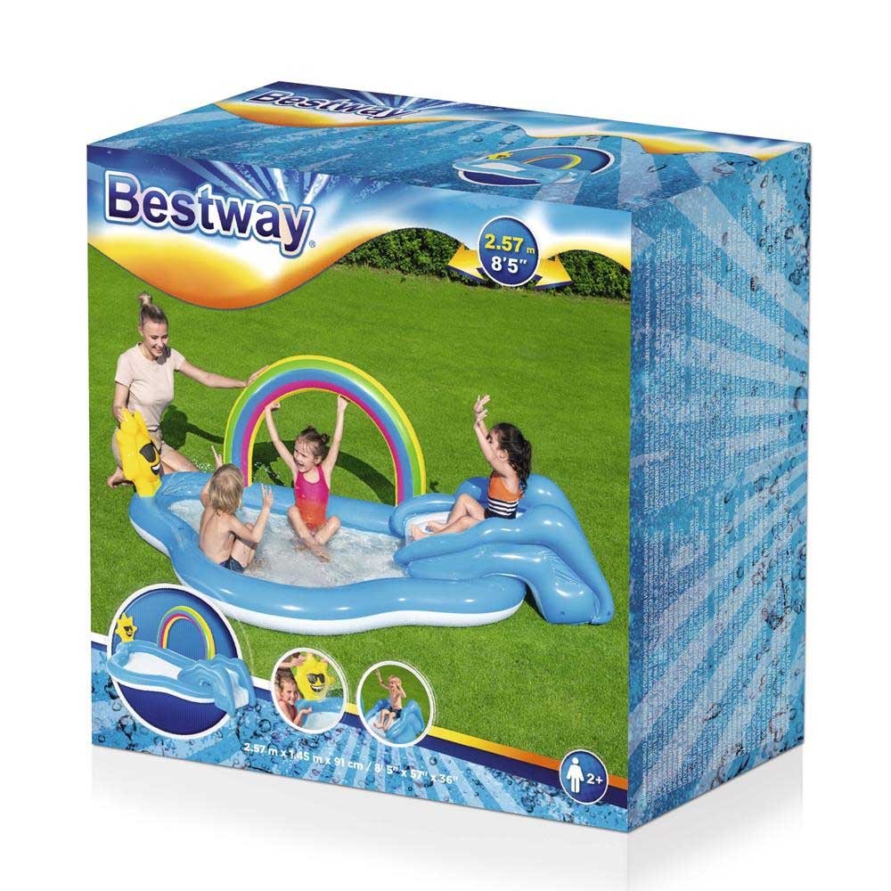 Play Center Arco-Íris Inflável c/ Escorregador 2,57m x 1,45m x 91cm Bestway 53092