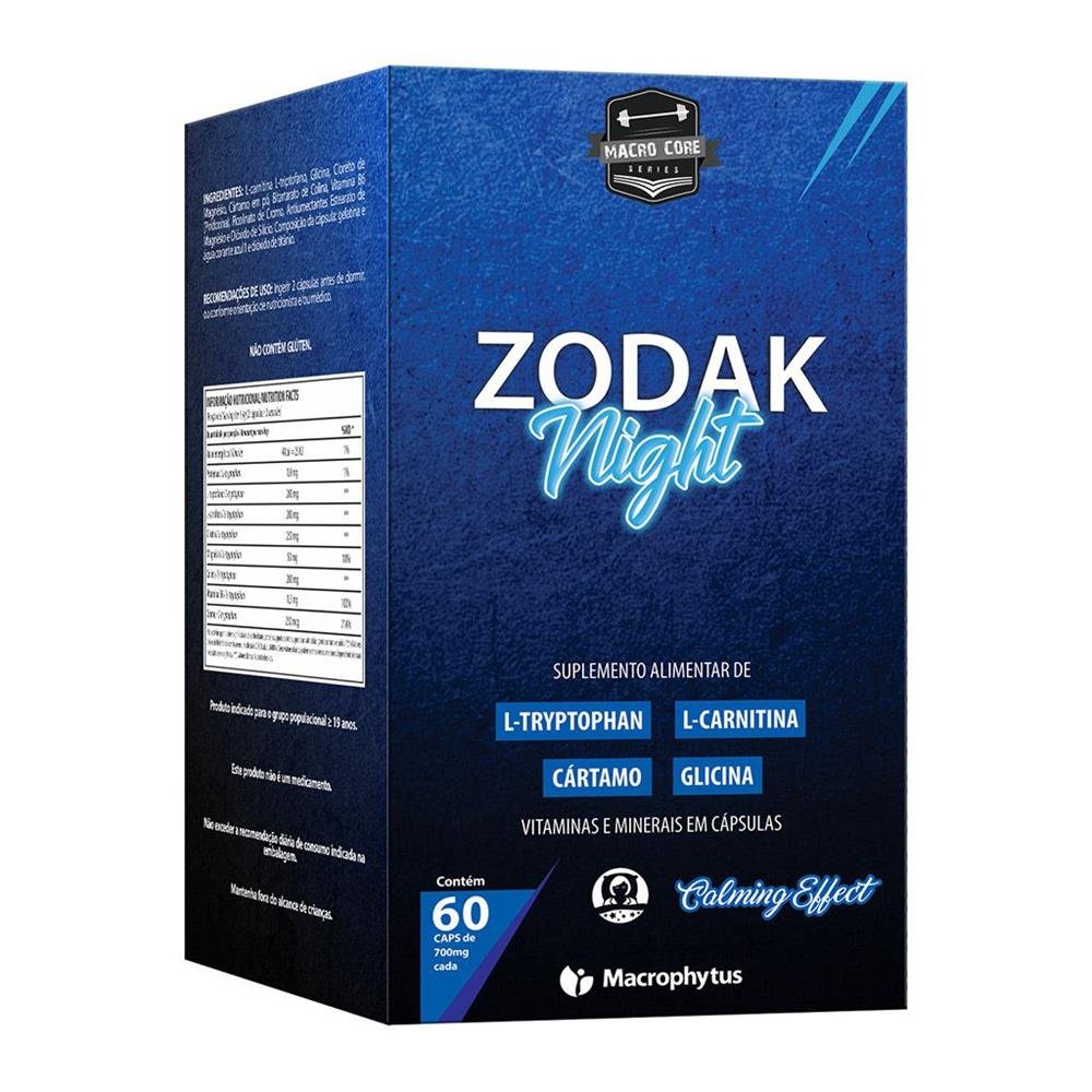 Zodak Night 60 cápsulas - L-carnitina, L-triptofano e cromo