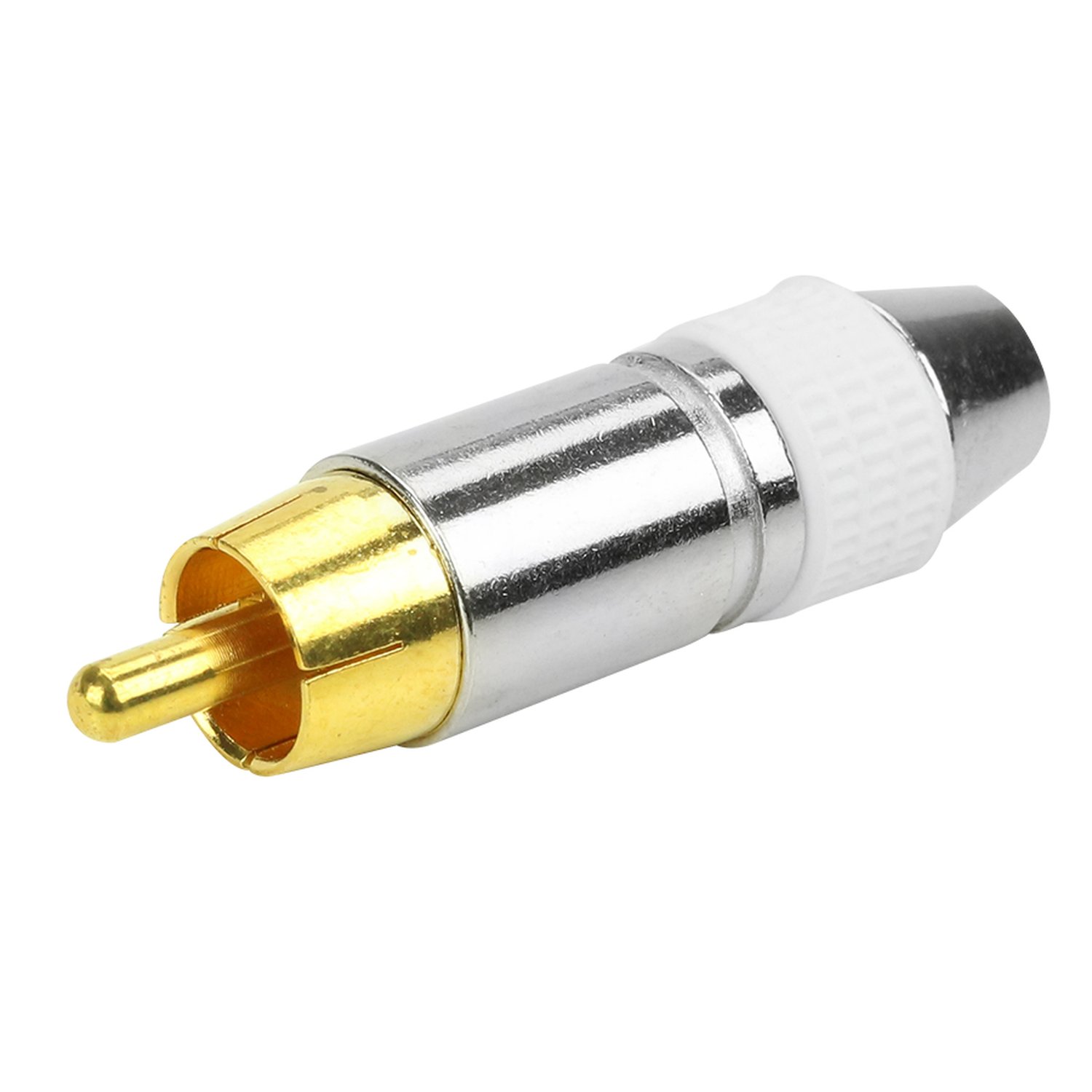 Plug RCA Style - 6MM Ponta Gold Macho - Branco