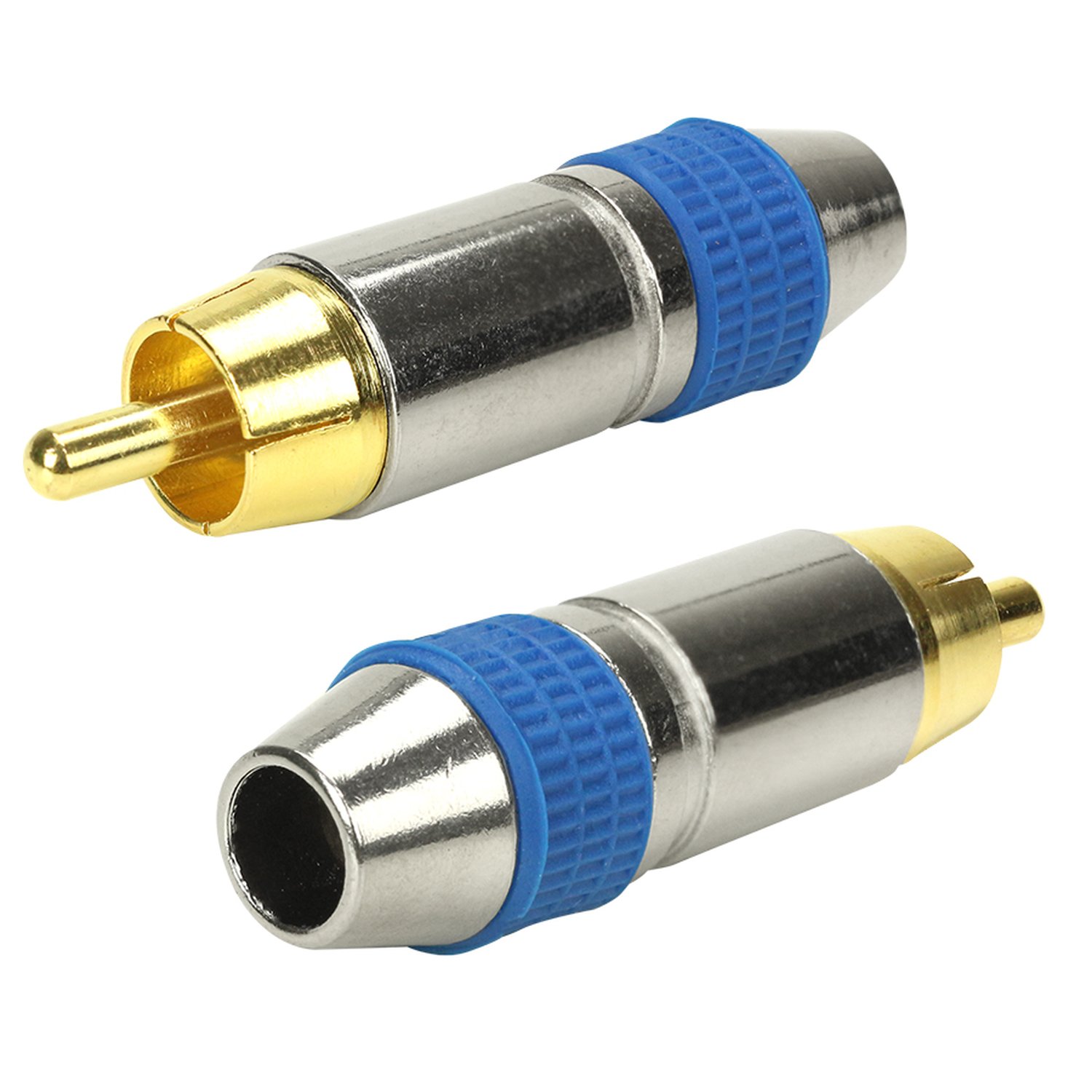 Plug RCA Style - 6MM Ponta Gold Macho - Azul