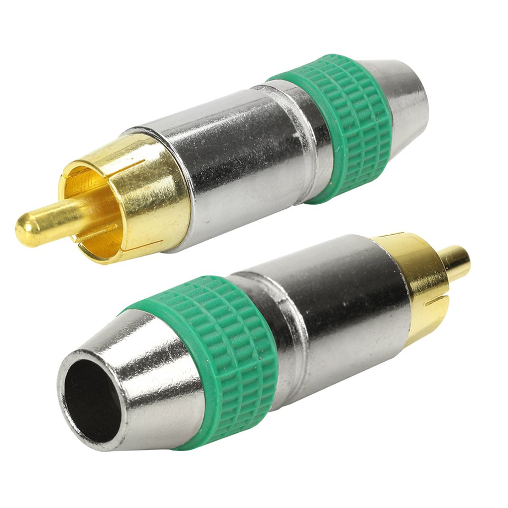 Plug RCA Style - 6MM Ponta Gold Macho - Verde