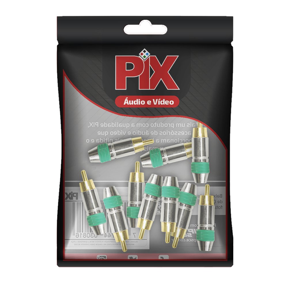 Plug RCA Style - 6MM Ponta Gold Macho - Verde