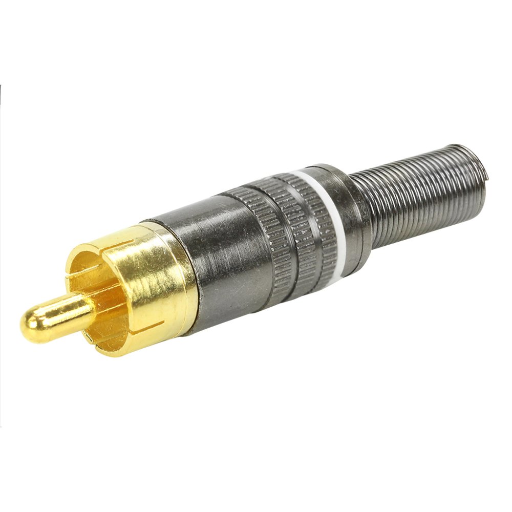 Plug RCA Grafite - 6MM Ponta Gold - Branco