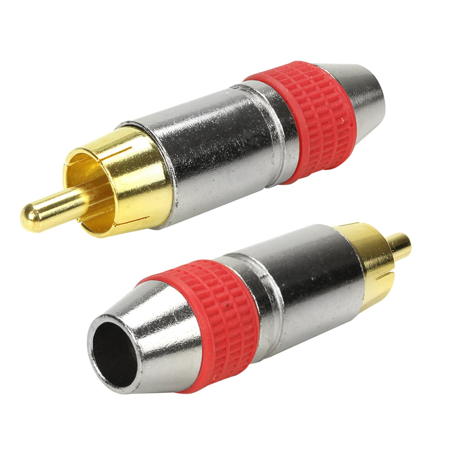 Plug RCA Style - 6MM Ponta Gold Macho - Vermelho