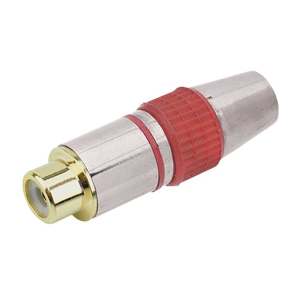 Jack RCA Style - 6MM Ponta Gold Fêmea - Vermelho