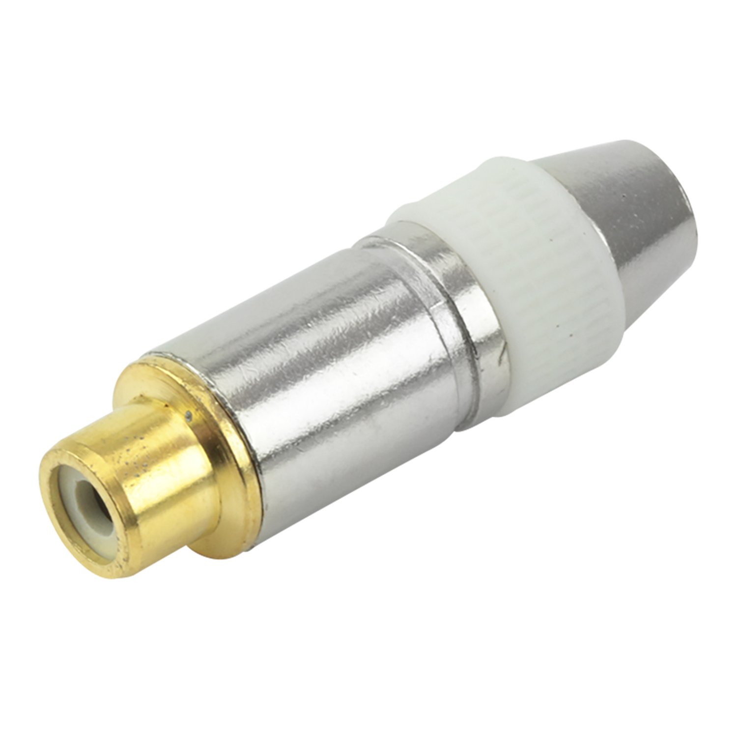 Jack RCA Style - 6MM Ponta Gold Fêmea - Branco