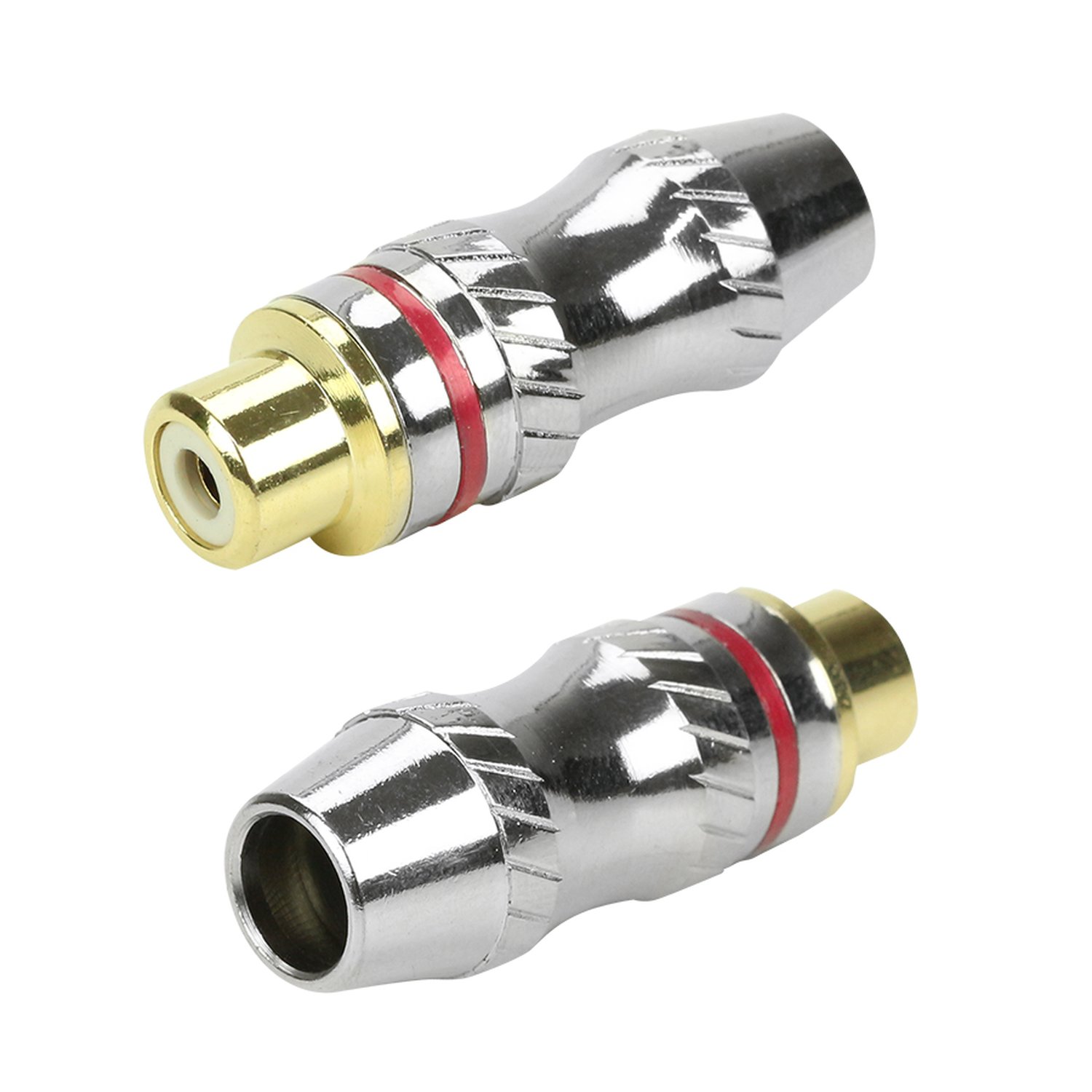 Jack RCA Profissional - Níquel Ponta Gold Fêmea - Vermelho