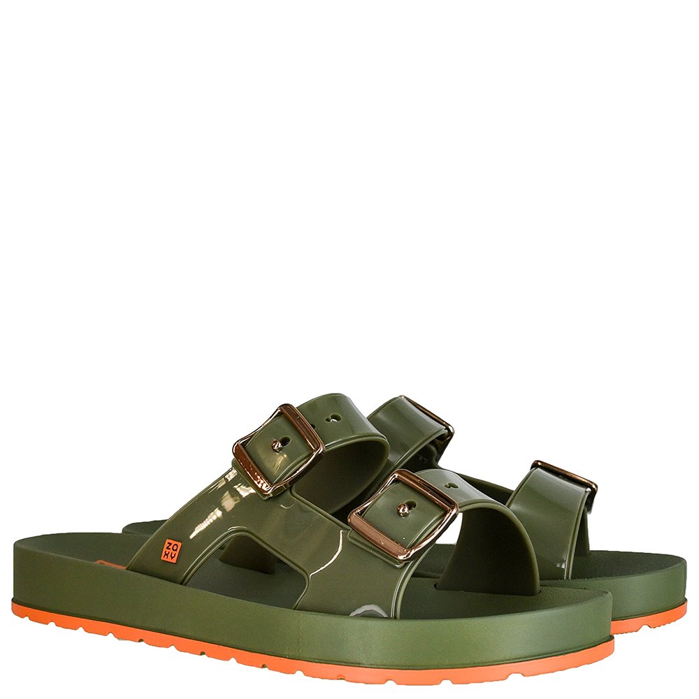 Sandalia Zaxy Flash Tamanco Verde Escuro - Grade com 12 pares