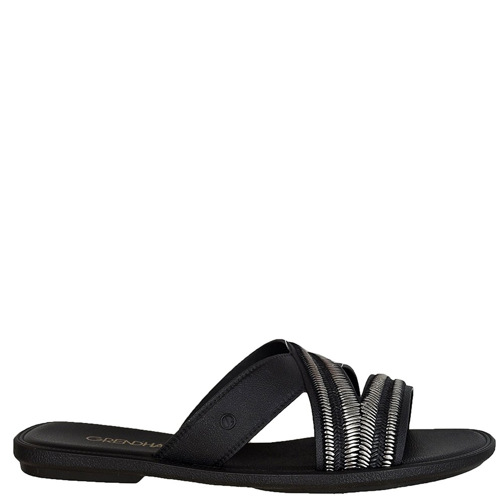 Sandalia Grendha Buriti Rafia Slide Preto - Grade com 12 pares