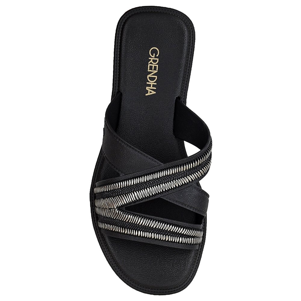 Sandalia Grendha Buriti Rafia Slide Preto - Grade com 12 pares