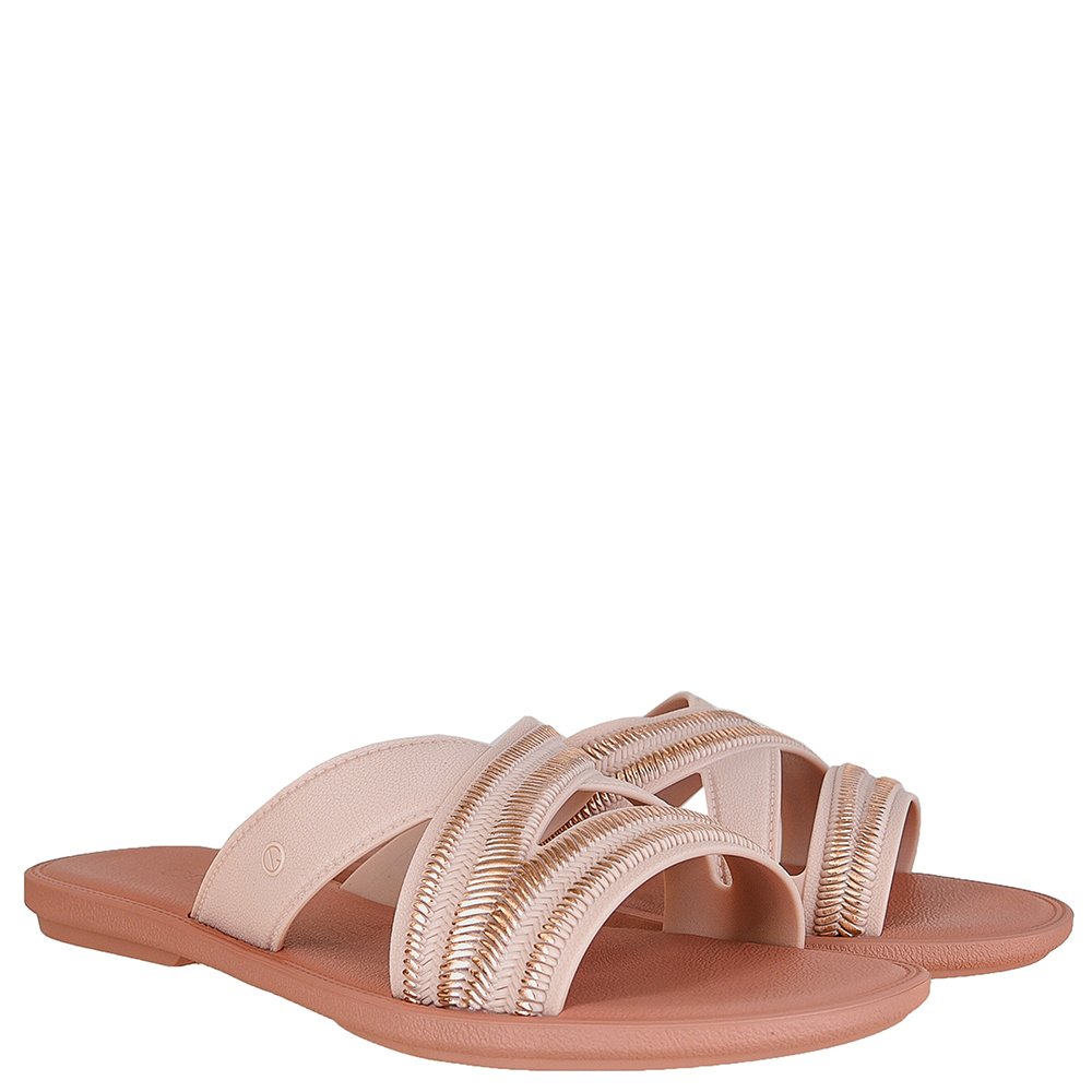 Sandalia Grendha Buriti Rafia Slide Nude - Grade com 12 pares