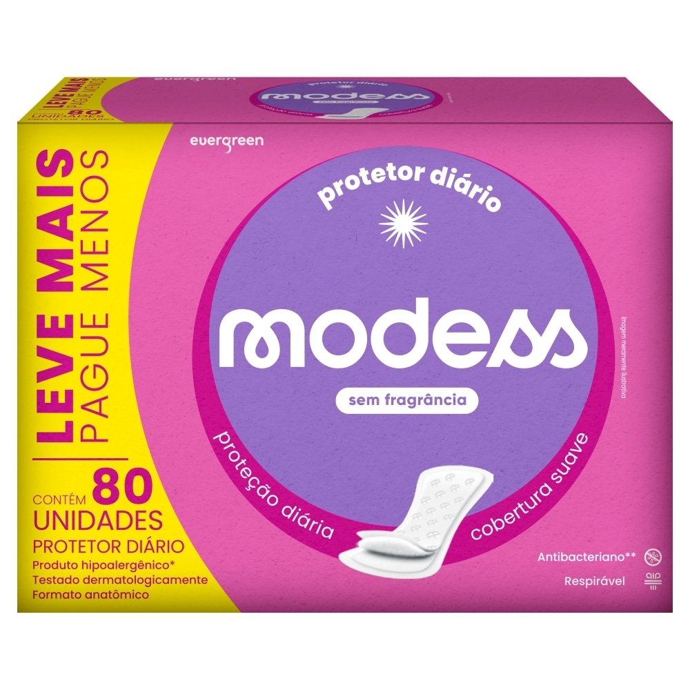 Absorvente Modess Protetor Diário - Embalagem com 80 Unidades