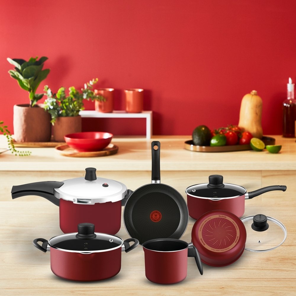 Jogo de Panela Rochedo Smart com Panela de Pressão Vermelho 6 peças ...