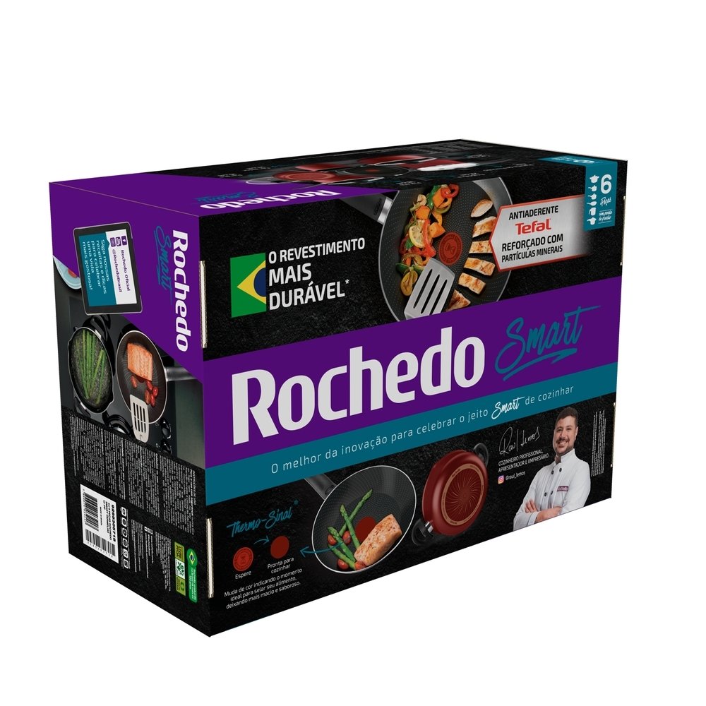 Jogo de Panela Rochedo Smart com Panela de Pressão Vermelho 6 peças