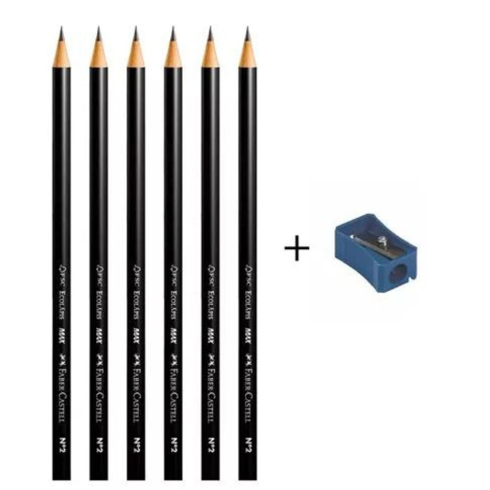 Lapis Grafite 1205 Blister Com 6 Lapis Redondo + Apontador Faber