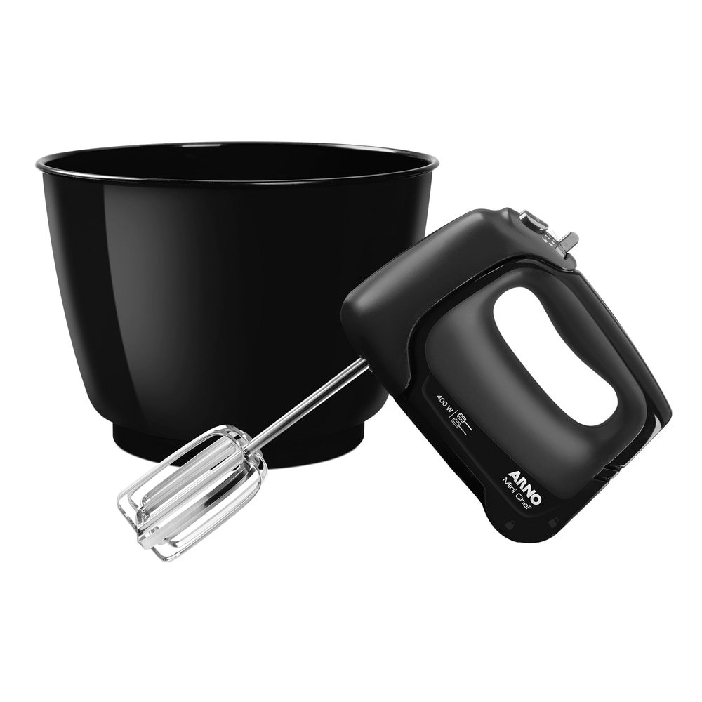 Batedeira Arno HM01 Mini Chef Portátil - 4 Velocidades, 1 Tigela, 400W, Preta, 220V
