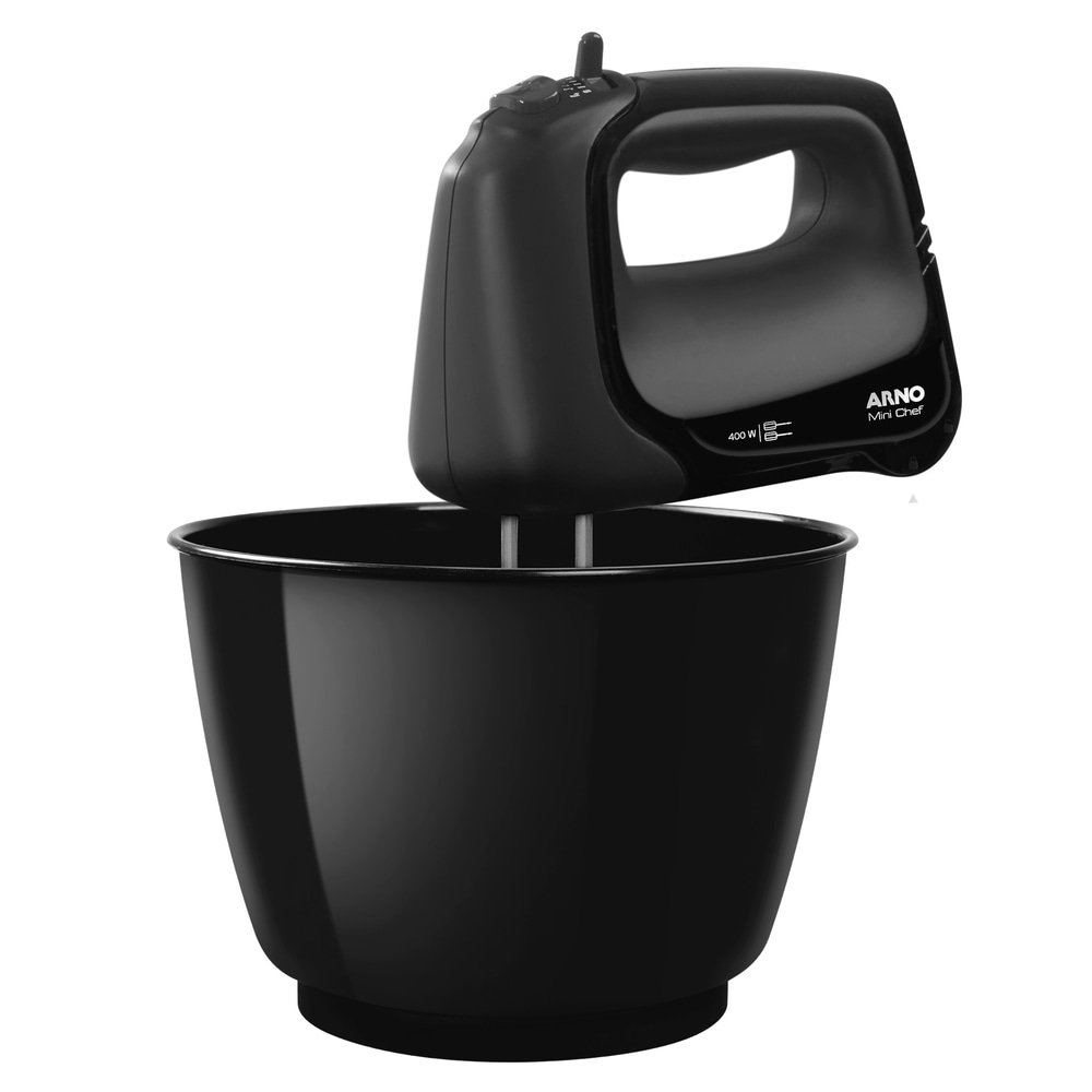 Batedeira Arno HM01 Mini Chef Portátil - 4 Velocidades, 1 Tigela, 400W, Preta, 220V