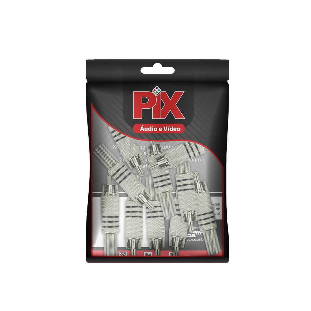 Plug RCA Níquel - 6MM Preto - Macho